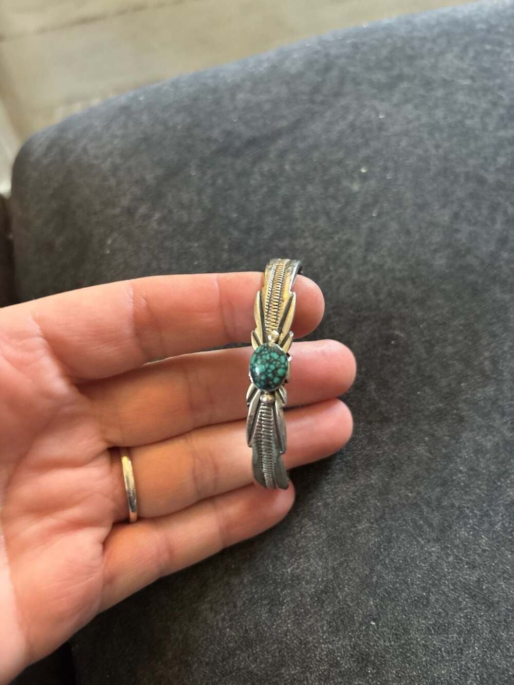 Wilson Begay Navajo Sterling Silver & Turquoise Cuff Bracelet